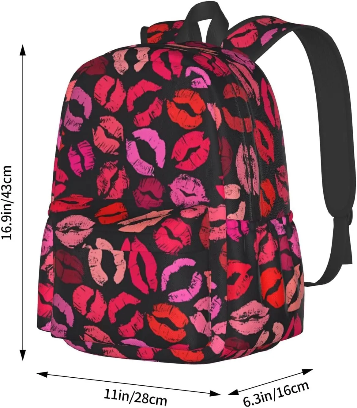 Red Nice Lip Imprint Backpacks 15 Inch Laptop Backpack Multipurpose Double Shoulder Bag for Men Women Gifts