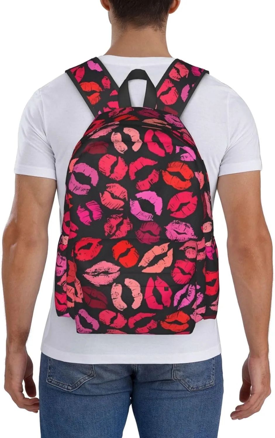 Red Nice Lip Imprint Backpacks 15 Inch Laptop Backpack Multipurpose Double Shoulder Bag for Men Women Gifts
