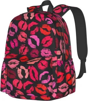 Red Nice Lip Imprint Backpacks 15 Inch Laptop Backpack Multipurpose Double Shoulder Bag for Men Women Gifts