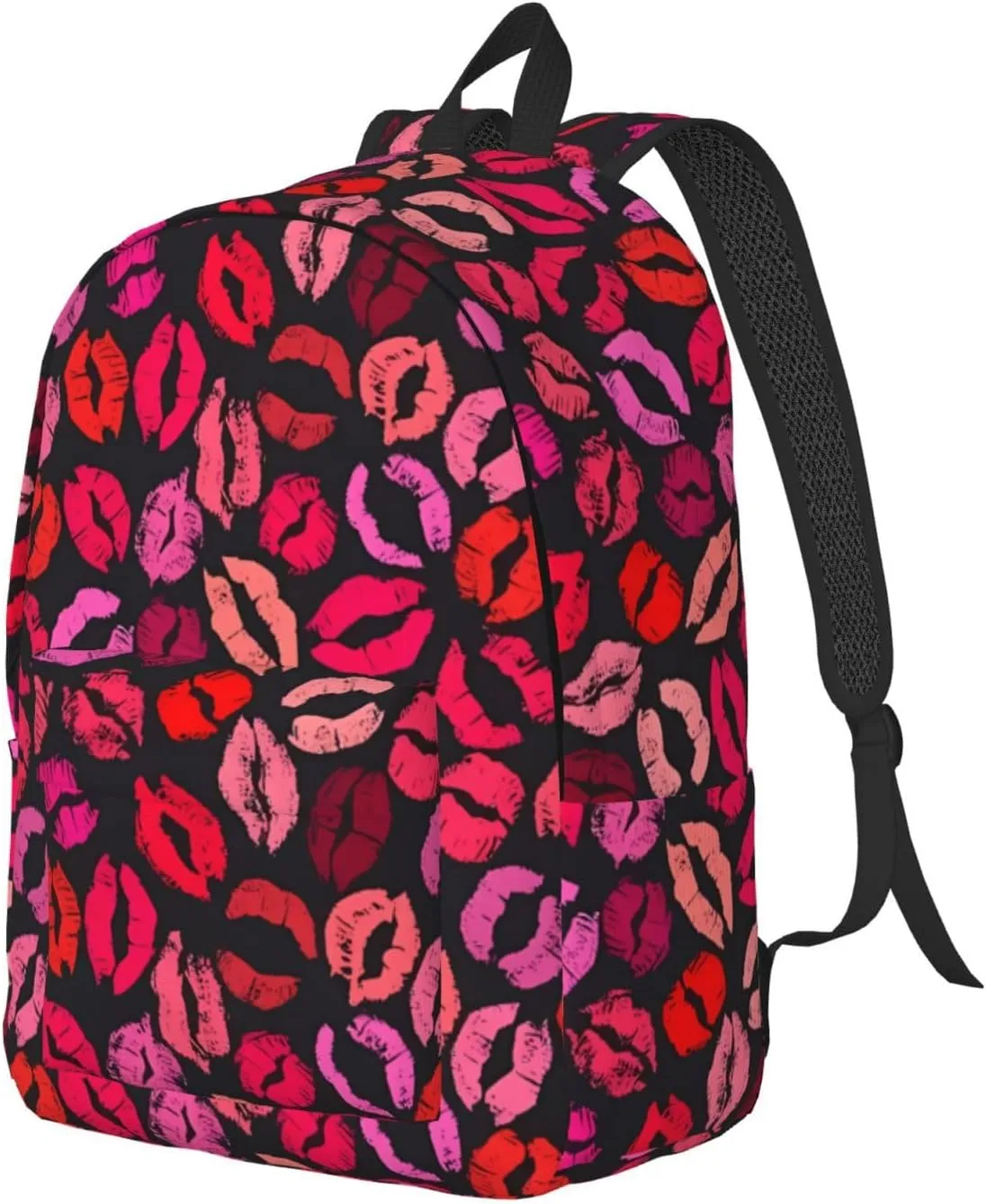 Red Nice Lip Imprint Canvas Backpacks Laptop Backpack Multipurpose Double Shoulder Bag for Men Women Gifts Medium