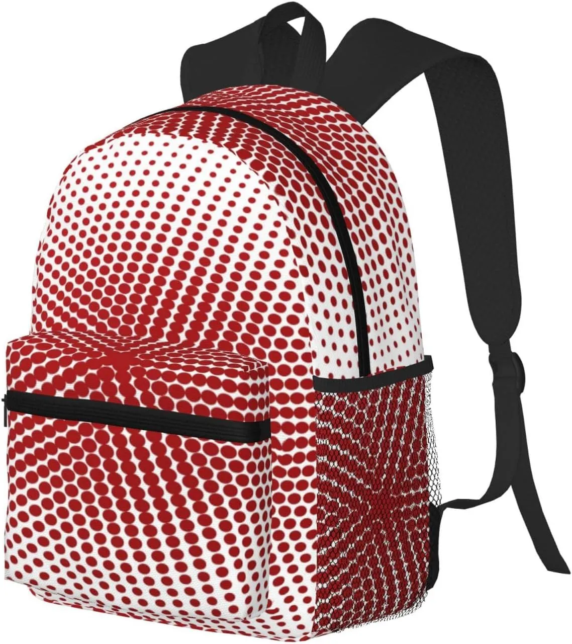 Red White Polka Dot Backpack, Travel Laptop Backpack Computer Bag Rucksack for Men Women Business Work Fits 15.6 Inch Notebook