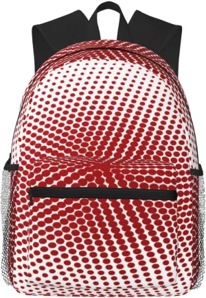 Red White Polka Dot Backpack, Travel Laptop Backpack Computer Bag Rucksack for Men Women Business Work Fits 15.6 Inch Notebook