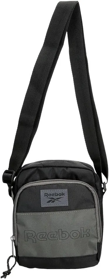 Reebok Men's Small Crossbody Bag, Black/White, One Size