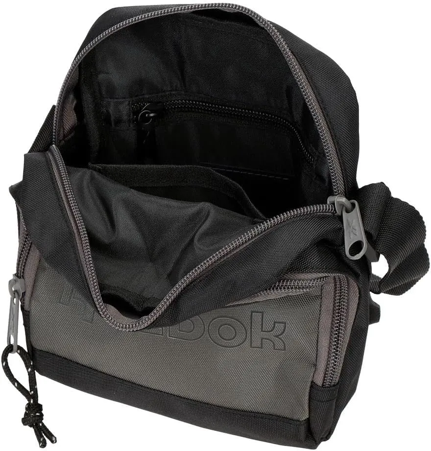 Reebok Men's Small Crossbody Bag, Black/White, One Size