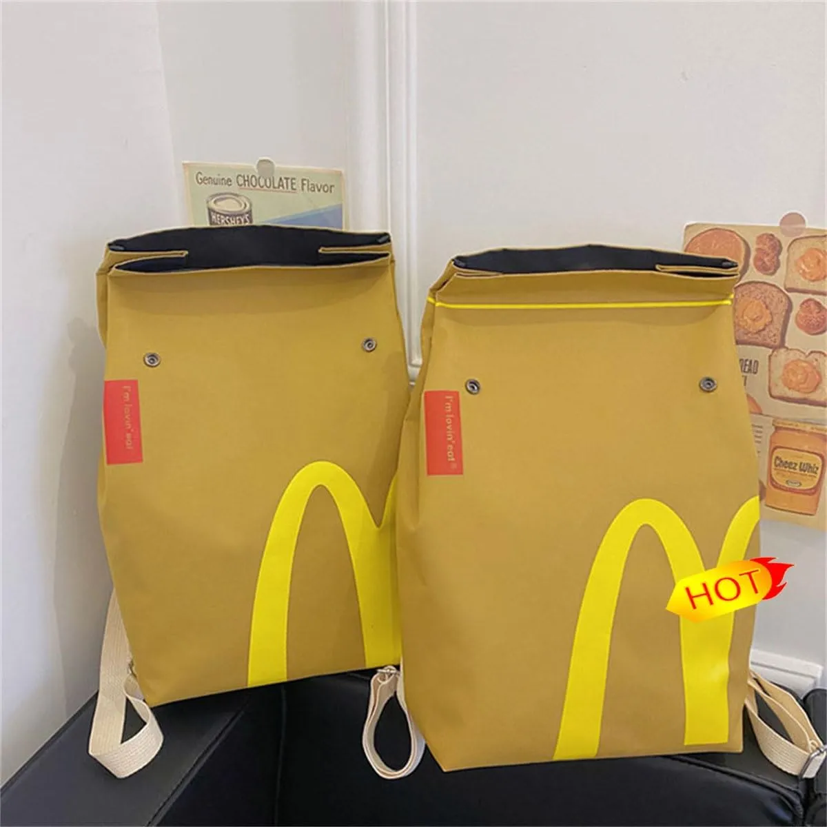Retro Bag Handbag Mini Backpack Cute Crossbody Bag Funny M Print Backapck Casual Canvas Shoulder Bag Y2k Daypack Backpack