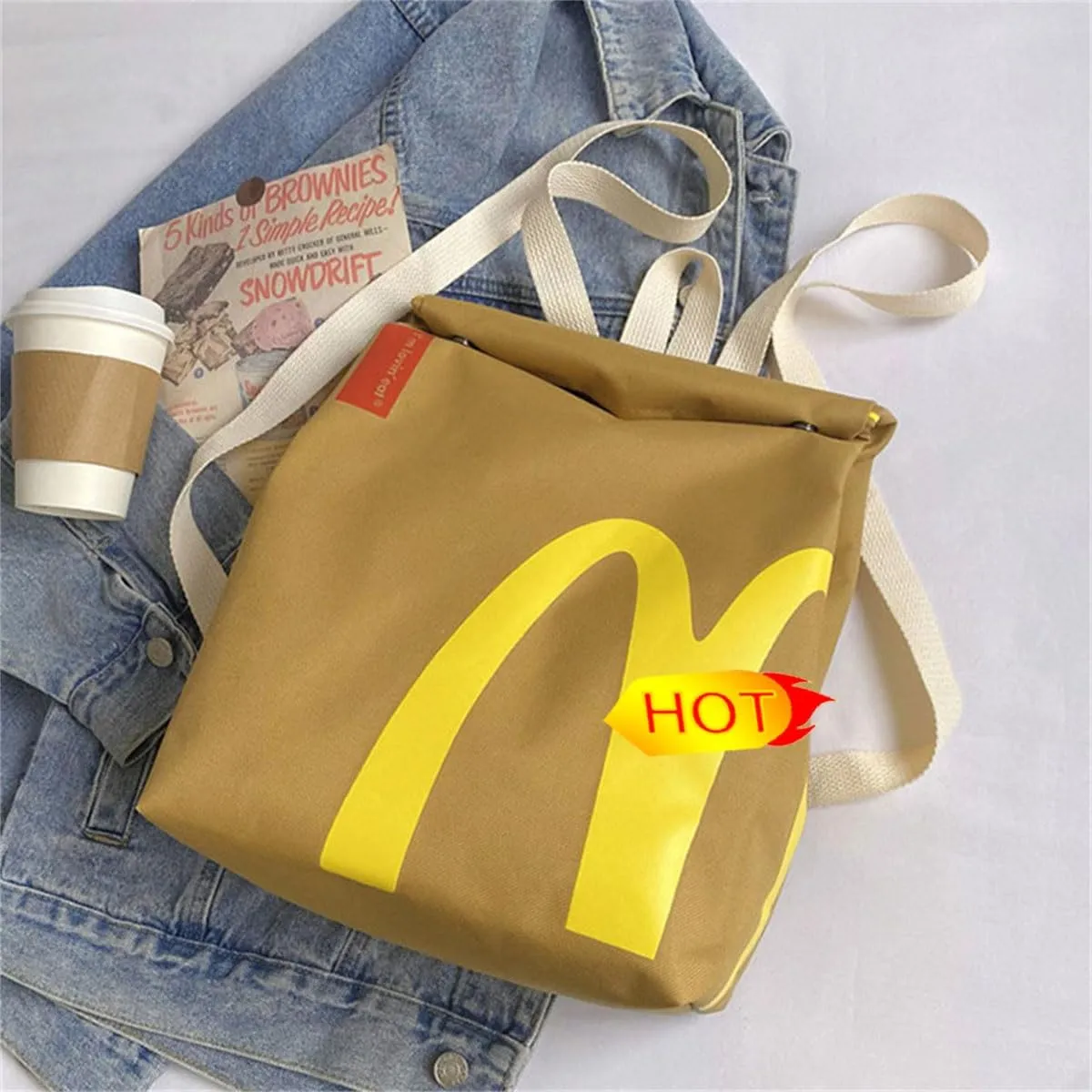 Retro Bag Handbag Mini Backpack Cute Crossbody Bag Funny M Print Backapck Casual Canvas Shoulder Bag Y2k Daypack Backpack