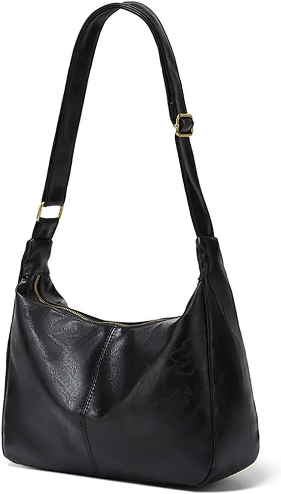 Retro Shoulder Bags for Women Vegan Leather Tote Handbags Slouchy Large Crossbody Bag with Adjustable Strap