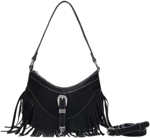 Retro Suede Fringe Handbag - Boho Vintage Shoulder & Crossbody Purse for Women