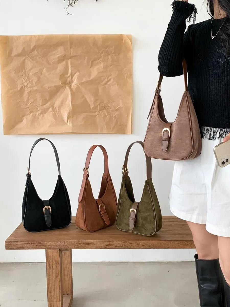 Retro Suede Shoulder Bag For Women Underarm Bag Winter Women's Hobo Bag Purse Tote Bag Commuter Handbag
