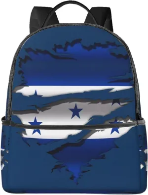 Ripped Honduras Flag Casual Backpacks Laptop Backpack Carry-on Daypack Sports Travel Rucksack Lightweight Working Bag for Outdoor Hiking Cycling Walking