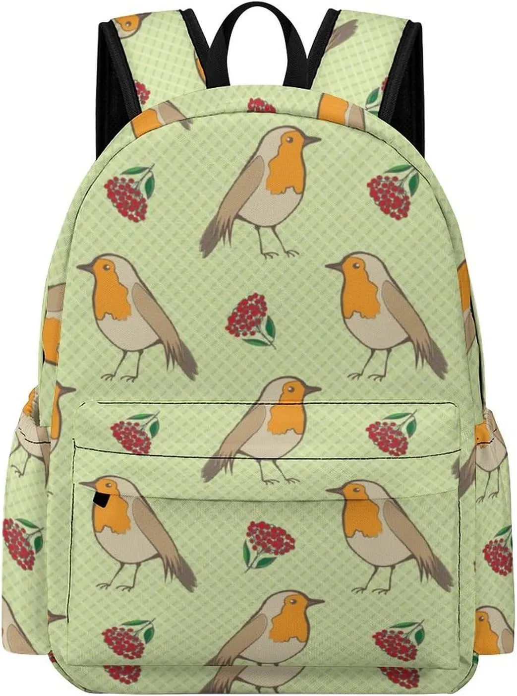 Robin Redbreast Berries and Leaf Foliage Fashion Laptop Backpack Purse Travel Backpack Casual Shoulder Bag for Work Shopping Camping