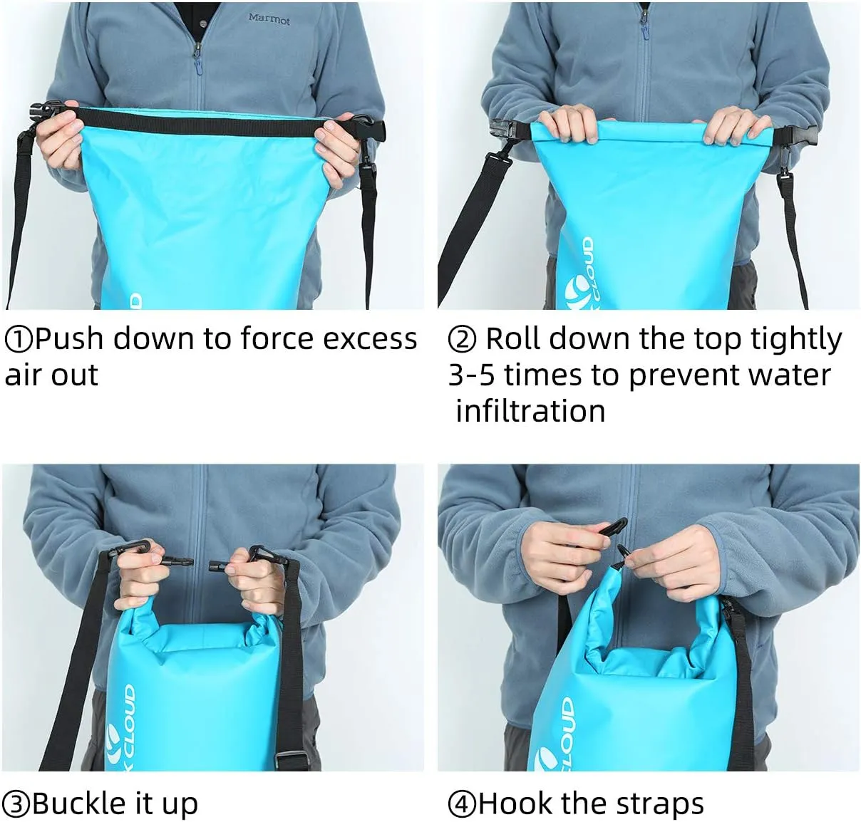 ROCK CLOUD Dry Bag Waterproof 5L Dry Sack for Kayaking Rafting Boating Beach Surfing Swimming Canoe Camping Hiking Fishing Ski, Lake Blue