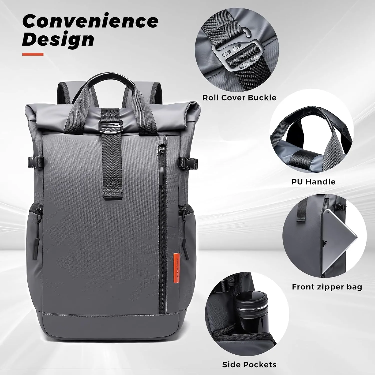 Roll Top Travel Backpack for Men and Women 15.6 Inch 20-25L Expandable Water-Resistant Commuter Casual Daypack Laptop Backpack for Work Business College