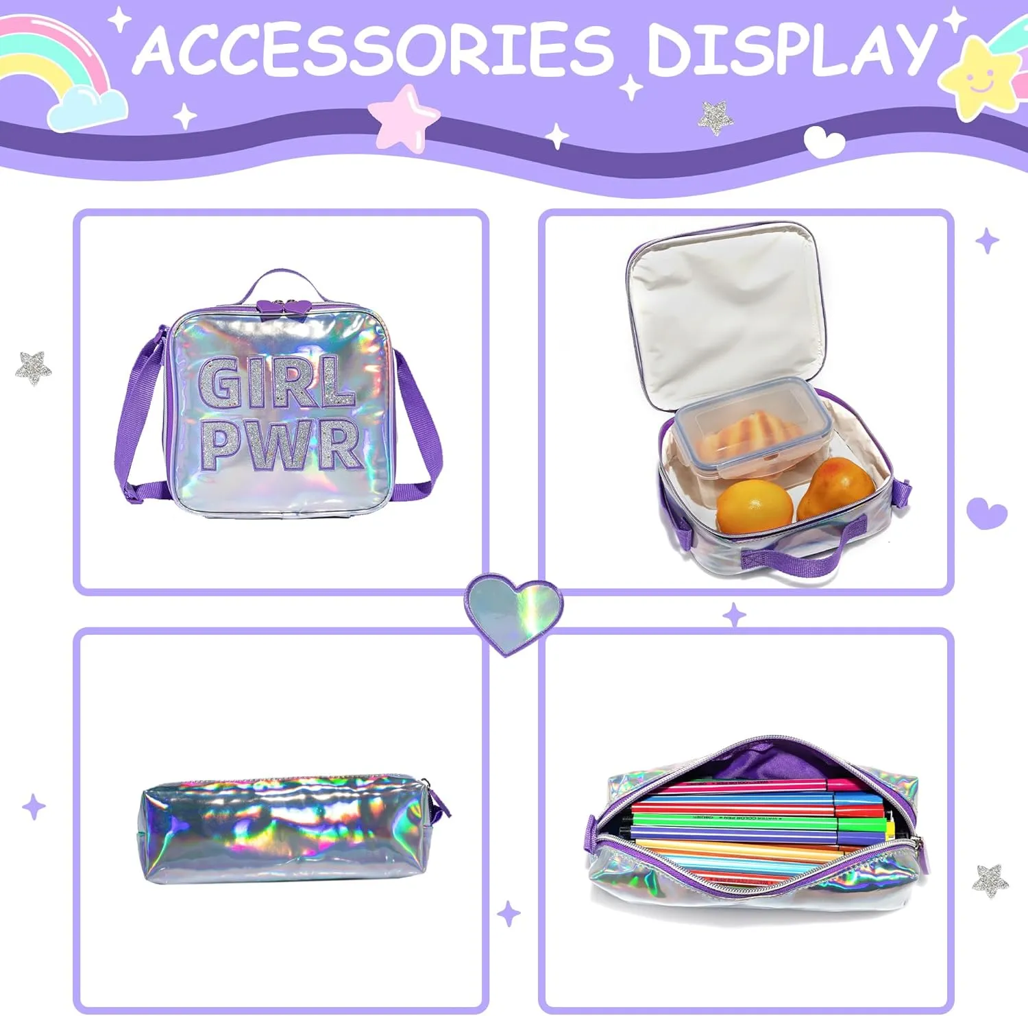 Rolling Backpack for Girls with Wheels Backpack for School Elementary Student Backpacks for Girls with Lunch Box Pencil Case