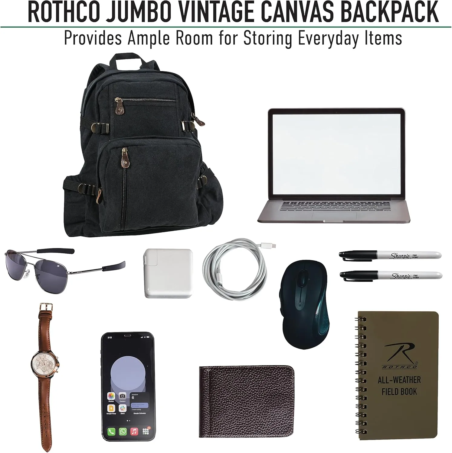 Rothco Jumbo Vintage Canvas Backpack (Tiger Stripe Camo)
