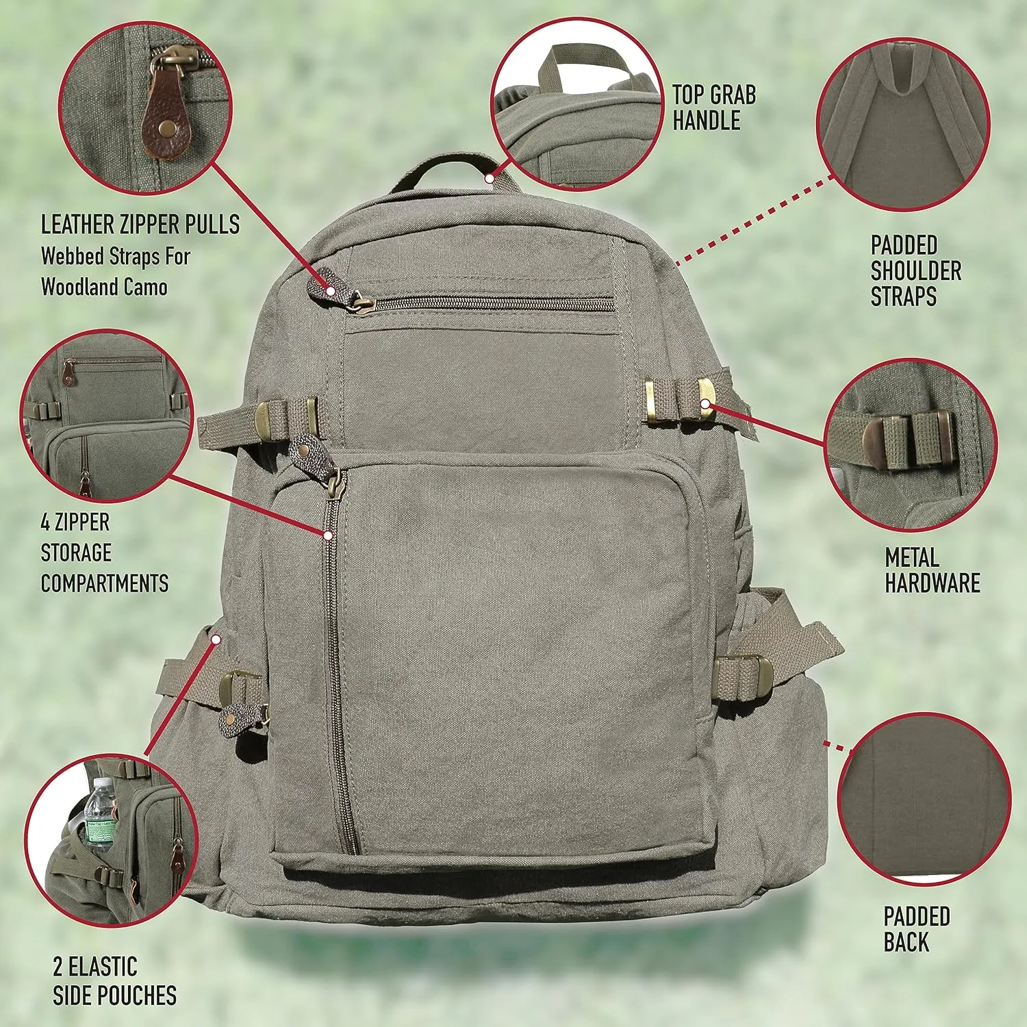 Rothco Jumbo Vintage Canvas Backpack (Tiger Stripe Camo)