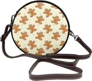 Round Crossbody Bags for Women, Faux Leather Circle Purse Zipper Small Shoulder Bag with Adjustable Straps