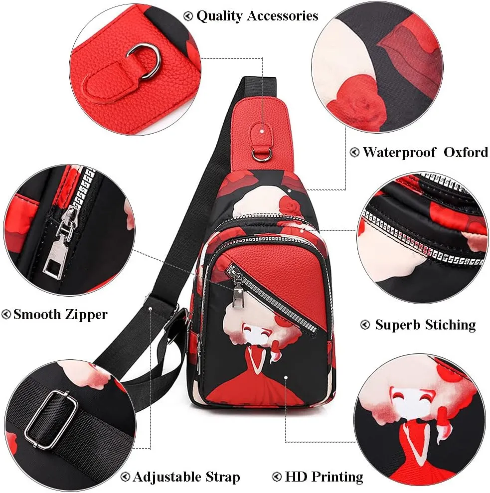 RTGGSEL Boho Trendy Ethnic Women's Waterproof Sling Backpack Crossbody Shoulder Chest Bag for Travel Hiking Daypack