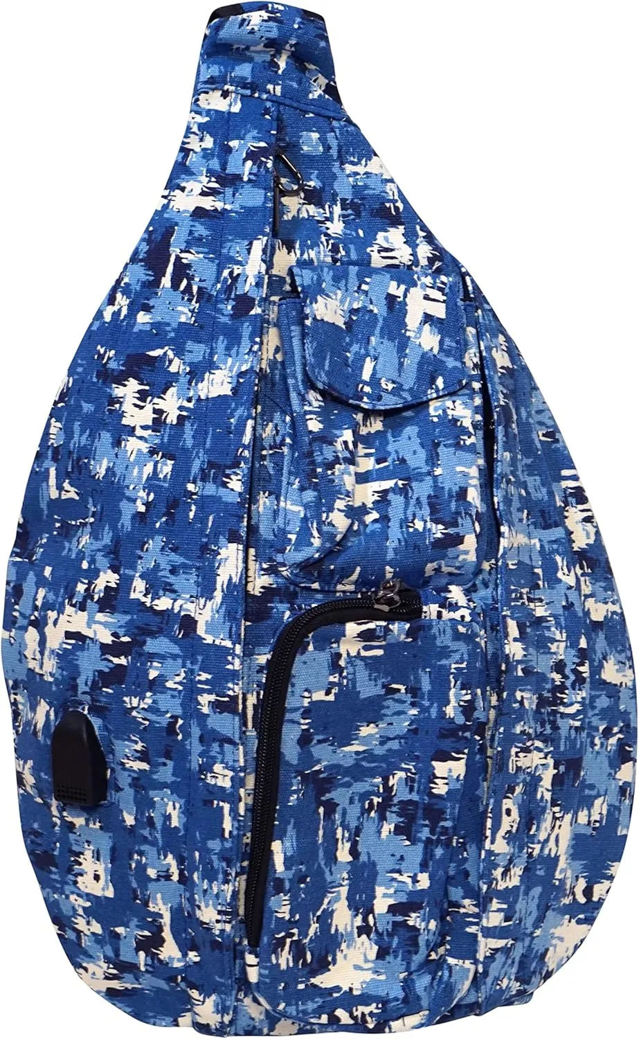 Rucksack Pickleball Bag, Anti-Theft Crossbody Sling, USB Charging Connector Port, Backpack, Backpack, Blue Camo