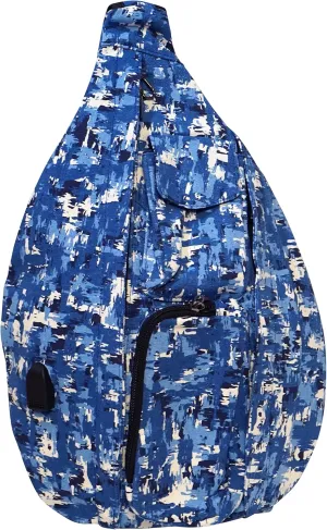 Rucksack Pickleball Bag, Anti-Theft Crossbody Sling, USB Charging Connector Port, Backpack, Backpack, Blue Camo