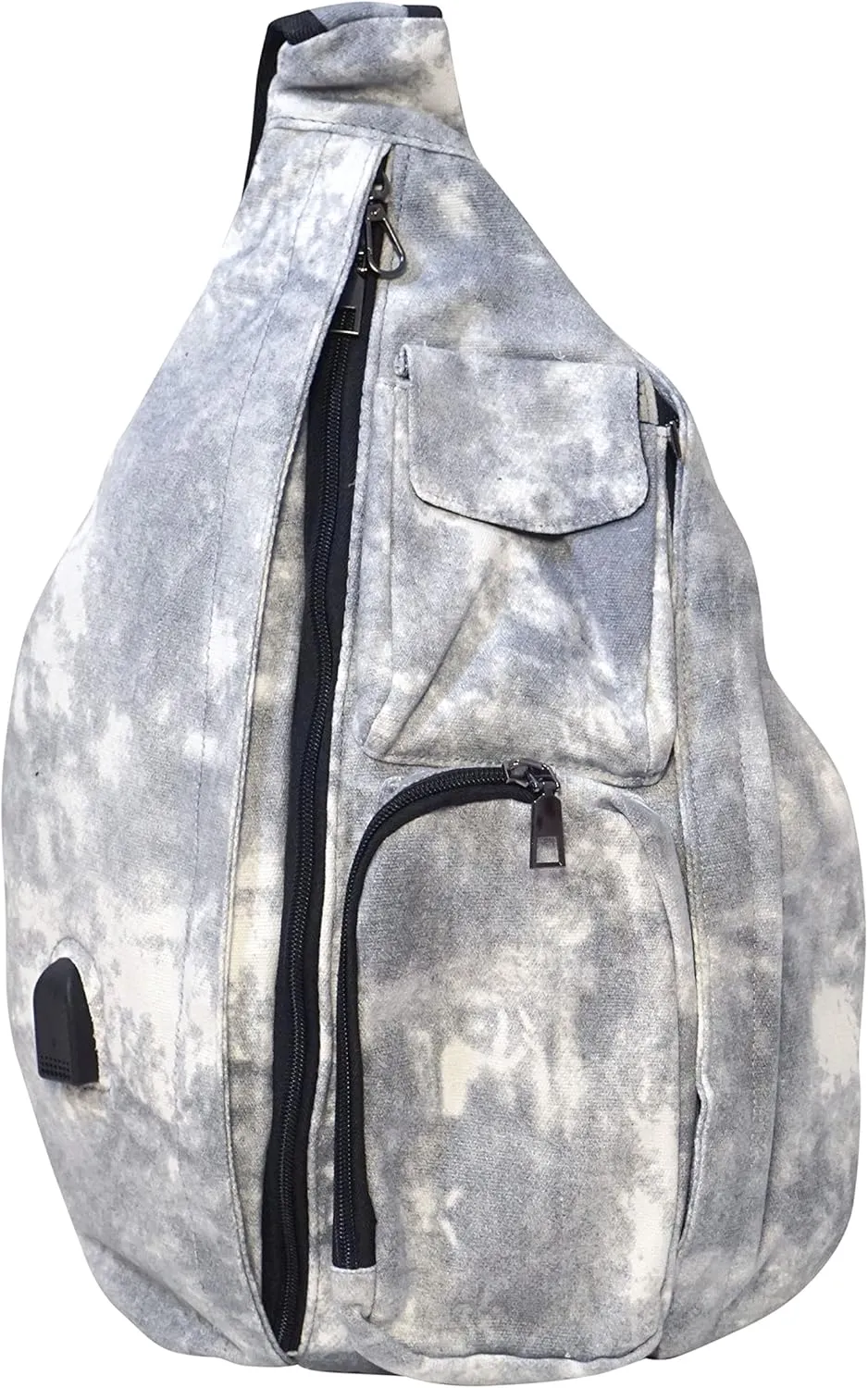 Rucksack Pickleball Bag, Anti-Theft Crossbody Sling, USB Charging Connector Port, Backpack, Gray Tie Dye