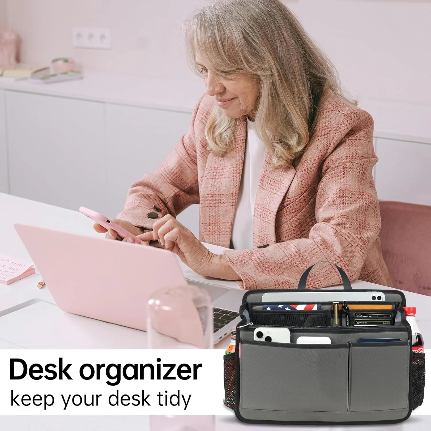 Rugged Organizer Insert for Briefcase Tote Shoulder Messenger Bag - 20 Pockets,Durable Padded Nylon,Handle(Large,Mix)