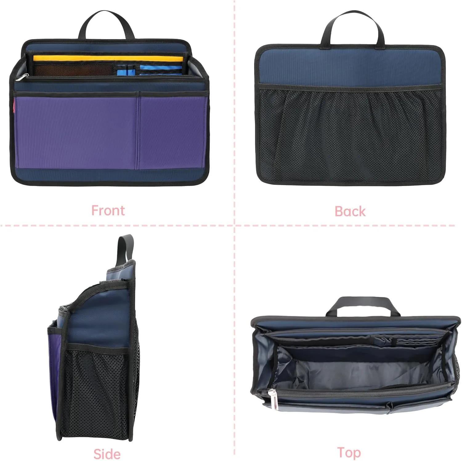 Rugged Organizer Insert for Briefcase Tote Shoulder Messenger Bag - 20 Pockets,Durable Padded Nylon,Handle(Large,Mix)