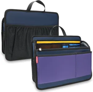 Rugged Organizer Insert for Briefcase Tote Shoulder Messenger Bag - 20 Pockets,Durable Padded Nylon,Handle(Large,Mix)
