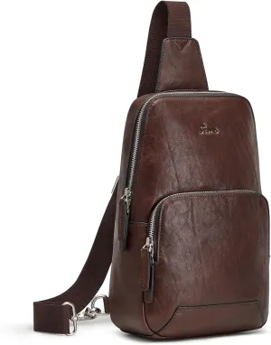 S-ZONE Sling Bag for Men Women RFID Blocking Genuine Leather Crossbody Shoulder Bag Backpack Hiking Daypack Travel