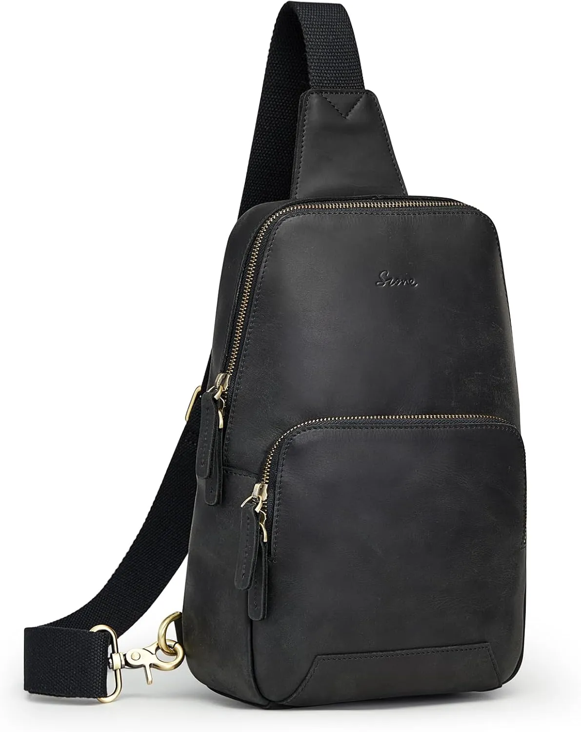 S-ZONE Sling Bag for Men Women RFID Blocking Genuine Leather Crossbody Shoulder Bag Backpack Hiking Daypack Travel