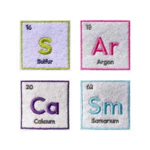 Sarcasm Patch Embroidered Iron-On Periodic Table | Sew-On | Emblem Applique Badge Pin T-shirts Jeans Hats Pants Bags Accessories Jackets Backpacks Iron On Patches for Clothes | DIY 1.8" PACK 4