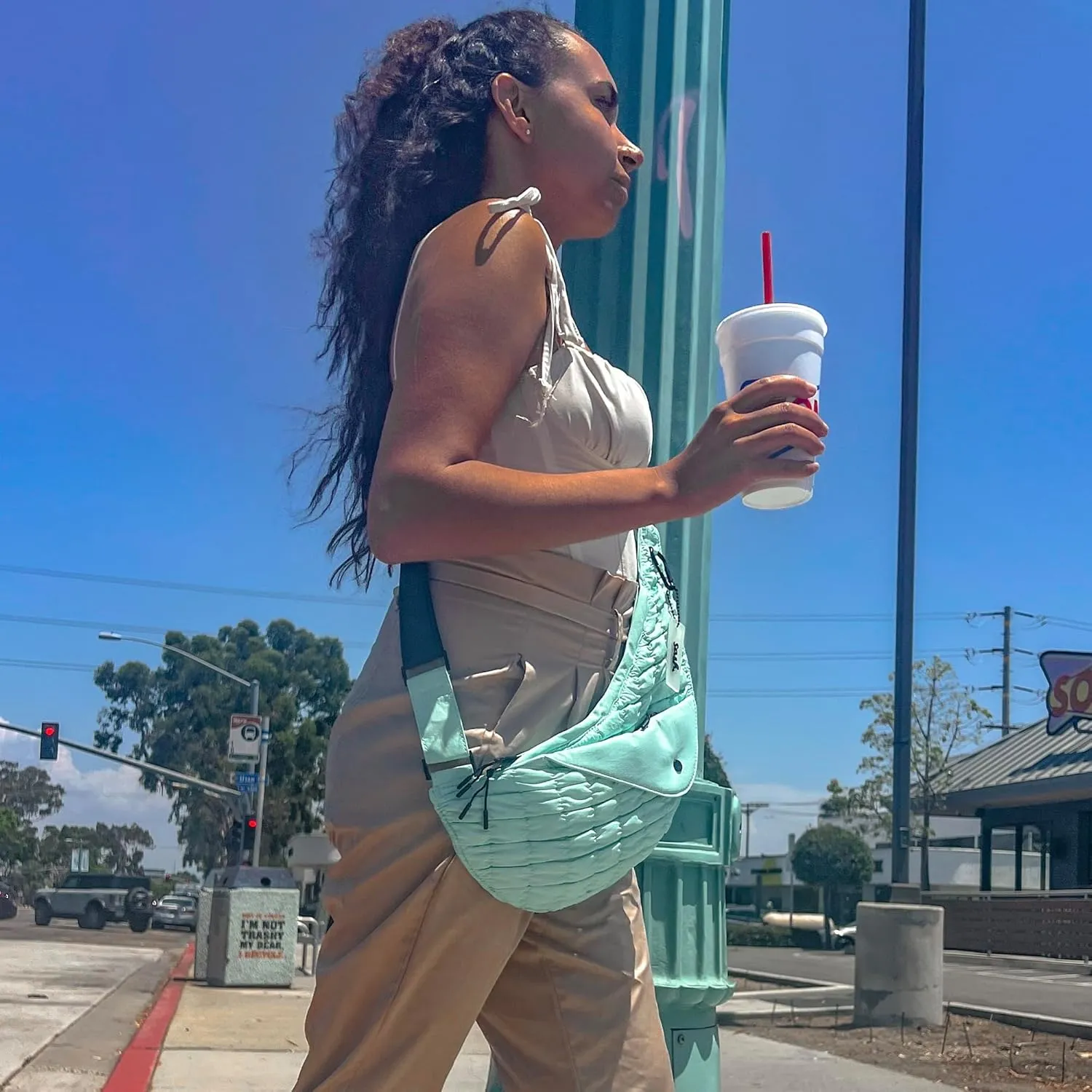 SASH Nylon Half Bag - Women's Sling Bag with RFID Protection - Half Left Hip - Great for Travel