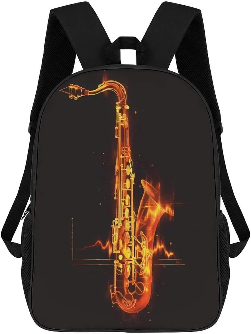 Saxophone Travel Backpack 17 Inch Laptop Daypack Shoulder Bag with Adjustable Shoulder Straps for Men Women