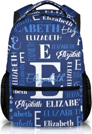 School Backpack for Boys Girls, Custom Name Kids Backpacks, Personalized Navy Bookbag for Kindergarten Primary Elementary, 17 Inch Back to School Supplies for Kids 3-10