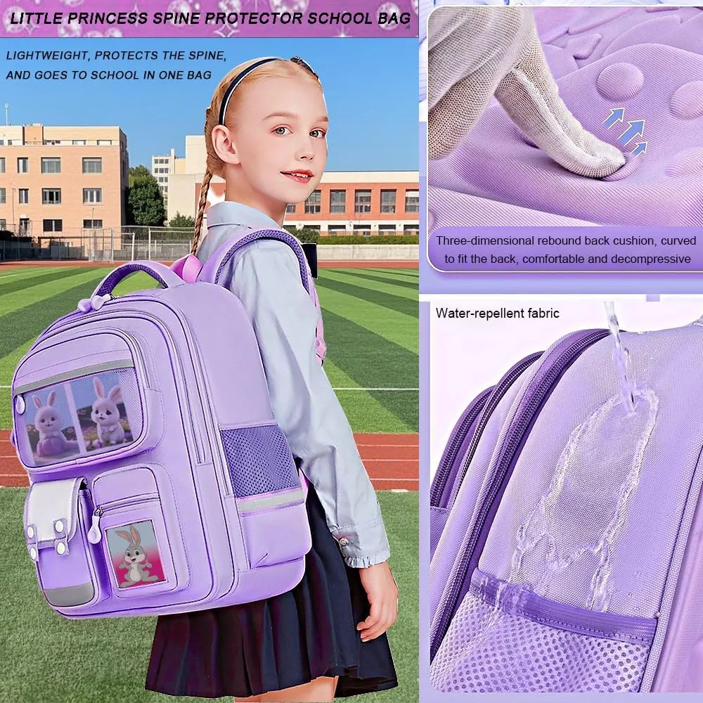School Bags For Girls.Kids Backpack for Girls -zaino scuola superiore - School Bags for Middle School Students - Book Bag for Elementar Primary School - Stitch Backpack For Girls - Purple