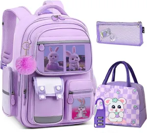 School Bags For Girls.Kids Backpack for Girls -zaino scuola superiore - School Bags for Middle School Students - Book Bag for Elementar Primary School - Stitch Backpack For Girls - Purple
