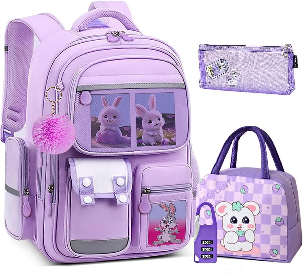 School Bags For Girls.Kids Backpack for Girls -zaino scuola superiore - School Bags for Middle School Students - Book Bag for Elementar Primary School - Stitch Backpack For Girls - Purple