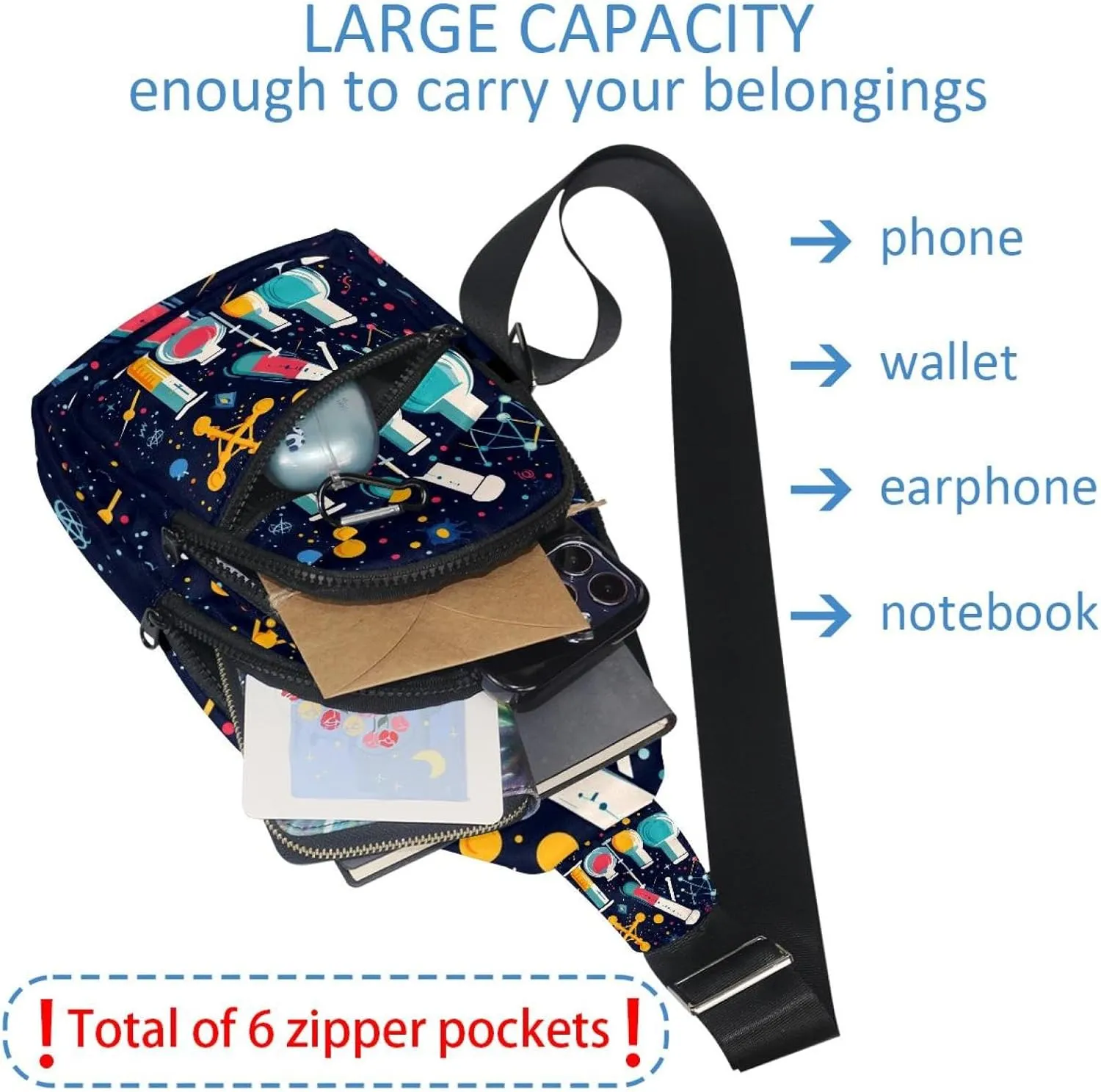 science education (1) Sling Bag, Crossbody Sling Backpack Travel Hiking Chest Bag Daypack for Purses Shoulder Bag Women Men's