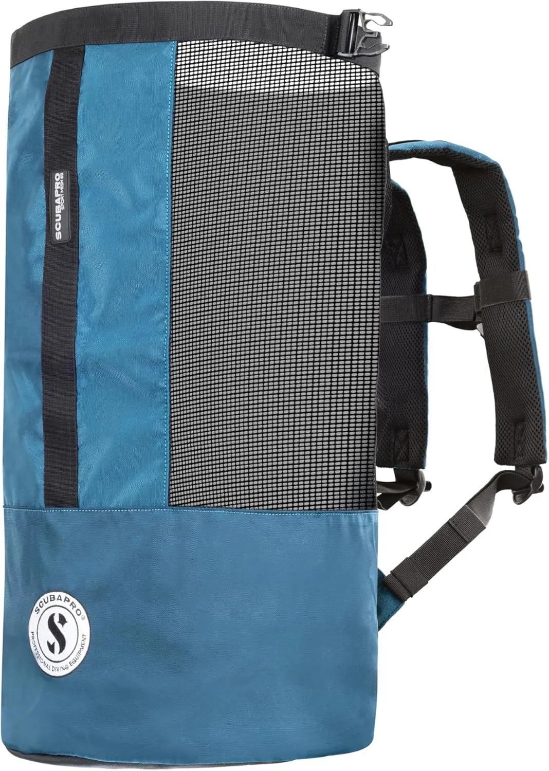 SCUBAPRO Sport 65 Mesh Dive Bag with Roll Top Closure and Side Zipper for Snorkeling and Scuba Diving Gear, Denim Blue Color Fabric