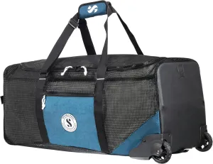 SCUBAPRO Sport Mesh 'N Roll 100 Wheeled Dive Bag with Double Duffel Straps and Adjustable Top Carry Handle for Scuba Diving Gear, Denim Blue Color Fabric