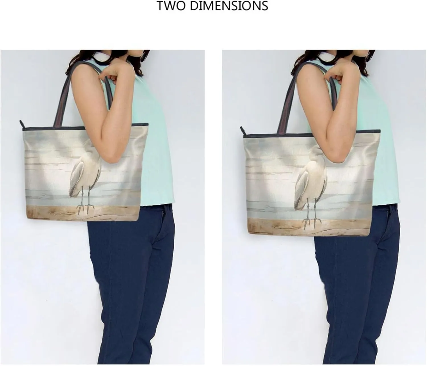 Seabird Fence Vintage Tote Bag for Women Durable Designer Handbag with Zipper for Daily Use L