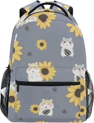 senya School Backpack Cute Hamster And Sunflower Bookbag for Boys Girls Travel Bag One Size Multicoloured 6