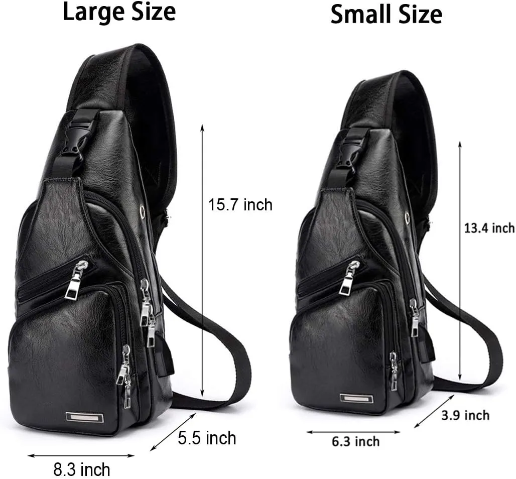 Seoky Rop Men's Sling Bag Small Chest Crossbody Shoulder Bag with USB Charging Port