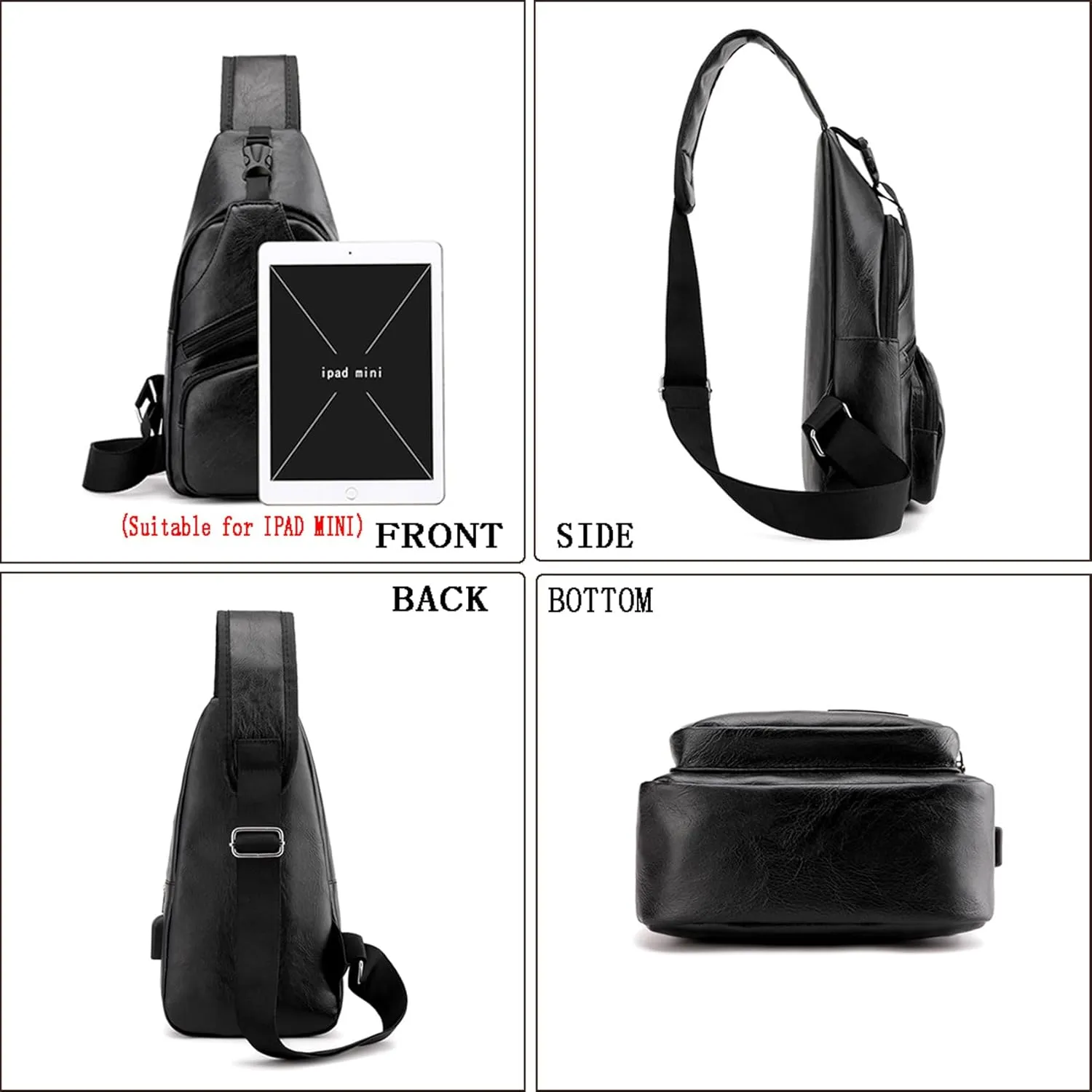 Seoky Rop Men's Sling Bag Small Chest Crossbody Shoulder Bag with USB Charging Port