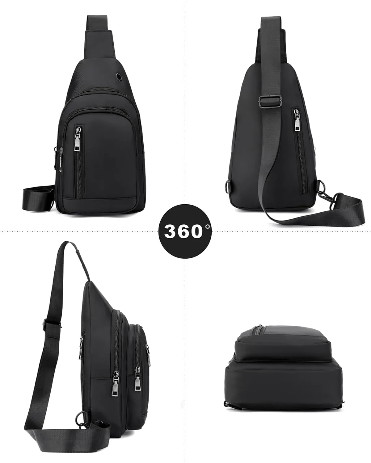 Seoky Rop Sling Bag Crossbody Backpack for Men Women Small Purse Chest Shoulder Bag for Travel Hiking Daypack White