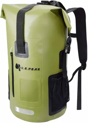 SEPEAK 55L Waterproof Marine Dry Bag, Roll Top Backpack, Heavy Duty Dry Sack for Kayaking, Boating,Swimming,Diving,Surfing,Rafting,Fishing,Camping,Hiking,with Reflective Strip,Green