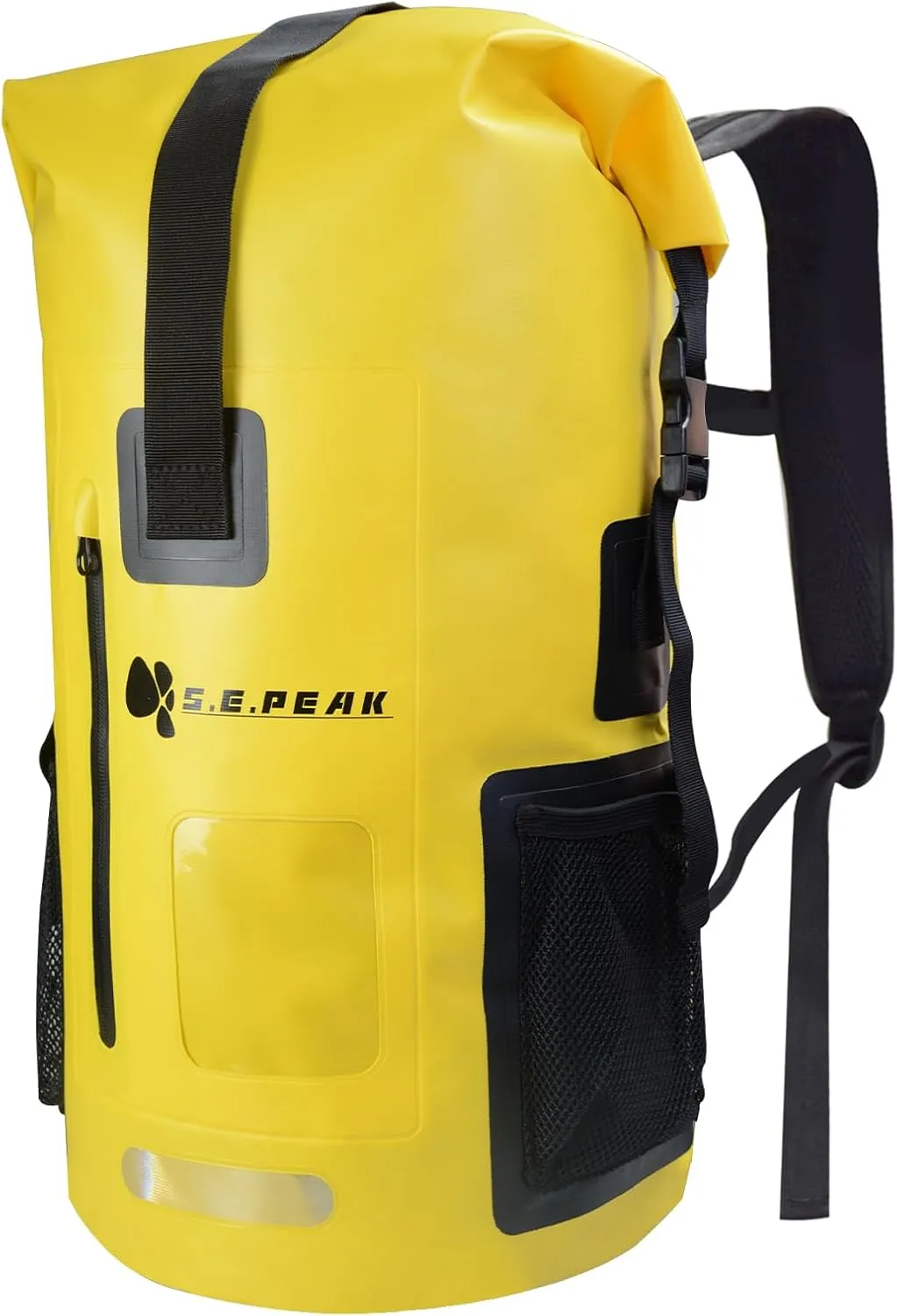 SEPEAK 55L Waterproof Marine Dry Bag, Roll Top Backpack, Heavy Duty Dry Sack for Kayaking, Boating,Swimming,Diving,Surfing,Rafting,Fishing,Camping,Hiking,with Reflective Strip,Yellow