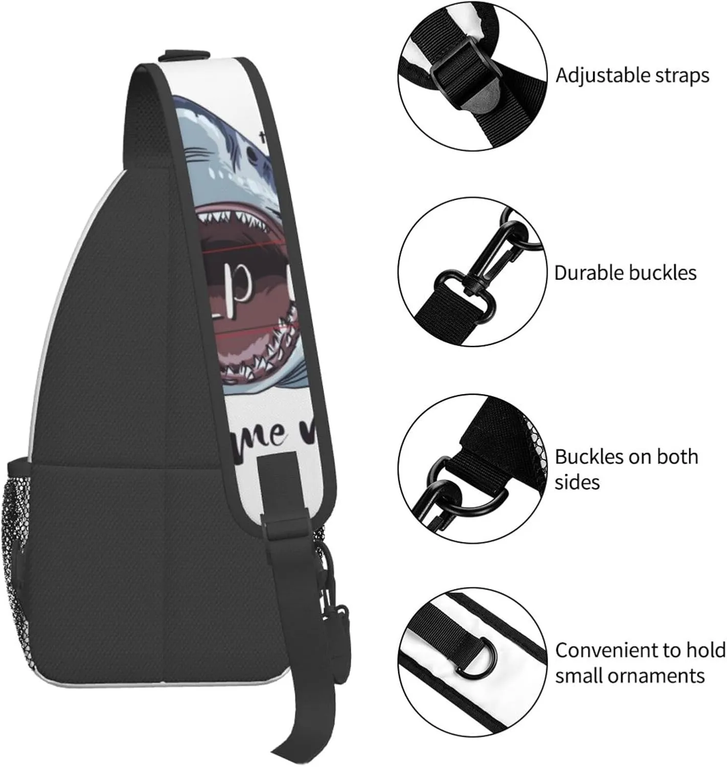 Shark Sling Backpack Chest Bag Crossbody Shoulder Bag Gym Cycling Travel Hiking Daypack For Men Women