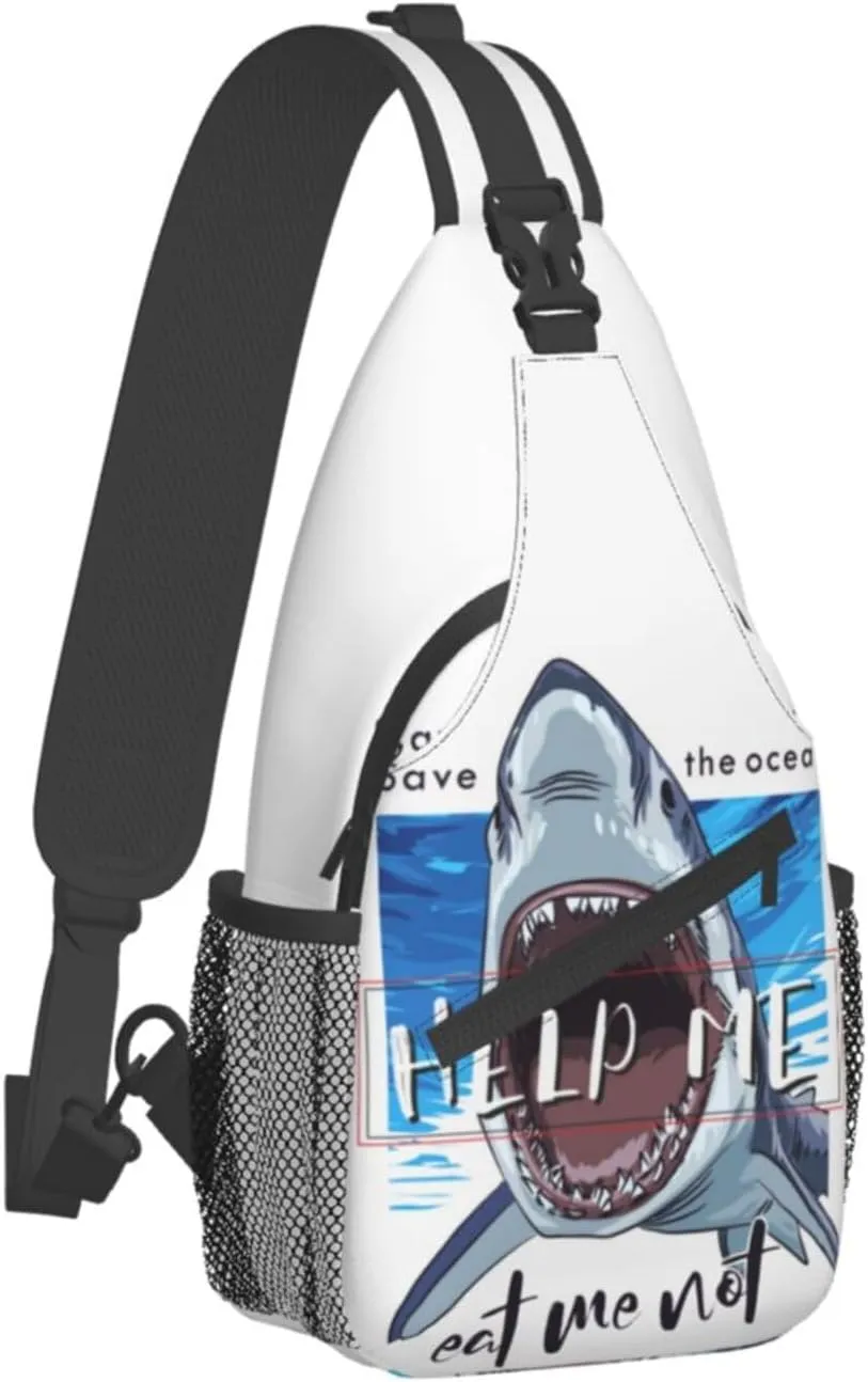 Shark Sling Backpack Chest Bag Crossbody Shoulder Bag Gym Cycling Travel Hiking Daypack For Men Women