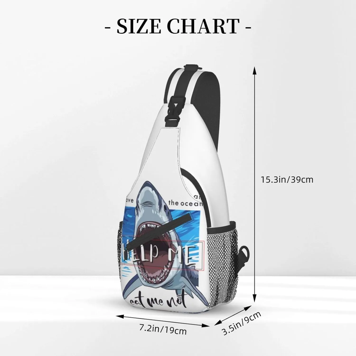 Shark Sling Backpack Chest Bag Crossbody Shoulder Bag Gym Cycling Travel Hiking Daypack For Men Women